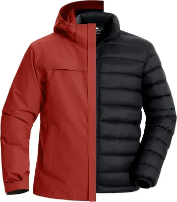 Produktbild von Skijacke für Herren, 3-in-1, mit Dauneninnenjacke, wasserdicht und winddicht, warme Snowboardjacke mit verstellbarer Kapuze