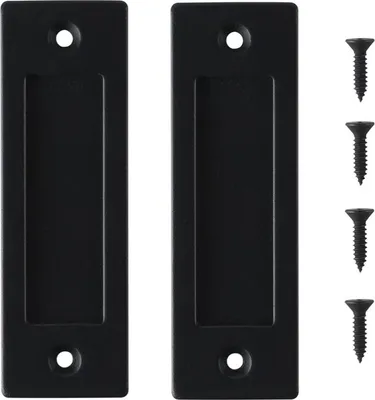 Obrázok produktu pre sada 2 ks - Kryt posuvných dverí [čierny matný] - 150 mm kľučka - kľučka dverí | vstupný kryt | kľučka pre izbové dvere, posuvné dvere, stodolové dvere, garáž | kľučka stodolových dverí | kryt posuvných dverí
