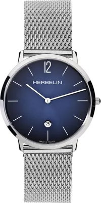 Productafbeelding van Herbelin herenhorloge, zilverkleurig, quartz uurwerk, Ronda 704, Zwitsers fabricaat