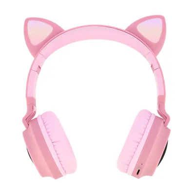 Produktbild von Bezprzewodowe słuchawki Bluetooth z kocimi uszami, zestaw słuchawkowy Kitty - różowy