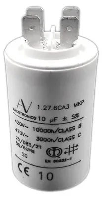 Kondensator 10 µF, Faston, für Motor 230 V, Ersatzteil