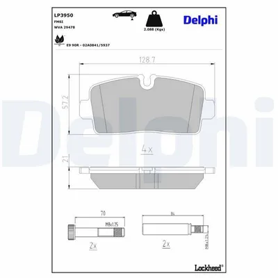 Image de Jeu de plaquettes de frein DELPHI arrière pour fourgon IVECO Daily VI LP3950