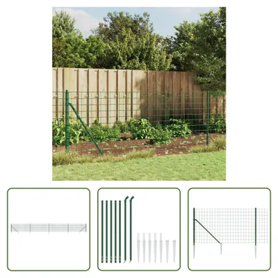 Zdjęcie produktu dla Ogrodzenie z siatki drucianej Living Store z gniazdami uziemiającymi zielone 0,8x10 m