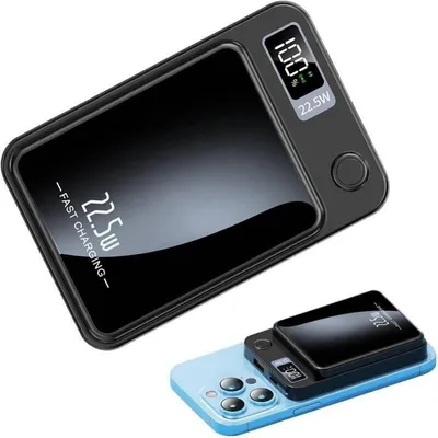 Produktbild von Wireless Power Bank, Kabellose Powerbank, 10000mAh Powerbank Magnetisch Kabellos, PD 22.5W Schnellladen mit LED Display