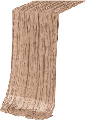 Produktbild von Tischläufer für Thanksgiving-Partys, Gaze, Bohemian-Stil, plissiert, einfarbig, schmutzabweisend, wiederverwendbar, Tischschutz, Nachbildungation, Abschlussball, Bankett