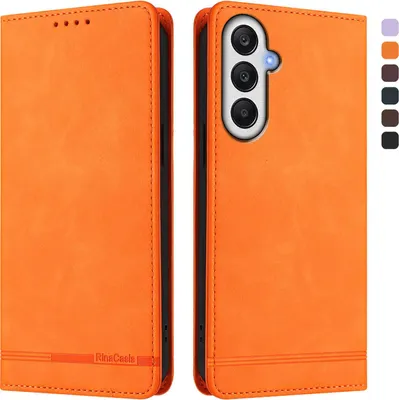 Produktbild von Hülle für Samsung Galaxy A05S, Retro Kunstleder Ständer Klapphülle mit Kartenfächer und Magnetische Orange