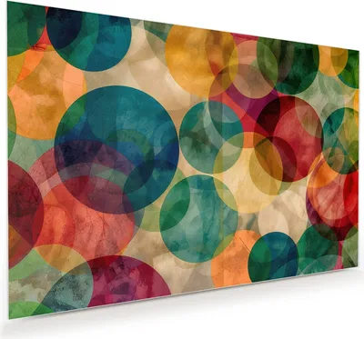 Produktbild von Glasbild 75x50cm in XXL für Wohnzimmer, Schlafzimmer Motiv Farbenfrohe Kreise