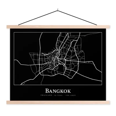 Produktbild von MuchoWow® Textilposter Bangkok - Karte - Stadtplan 40x30 cm mit holzfarbenen Rahmen - Bilder