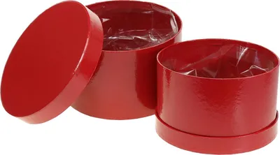 Produktbild von Blumenbox Rot Glänzend Ø18/20cm, 2er Set - Romantische Geschenkbox, Dekorationstrend, Kunstblumen