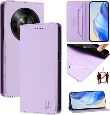 Immagine prodotto di Custodia in pelle per ZTE Blade A75 5G/Nubia Focus 5G, custodia flip con slot per carte, portafoglio e supporto Viola