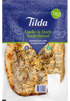 Obrázok produktu pre Tilda Naanbrood cesnakový koriander 300 g – mäkký, aromatický chlieb naan