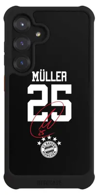 Produktbild von NIVOCASE Hülle für Samsung Galaxy S25  Stoßfeste Handyhülle NIVOmax Case Schwarz FC Bayern München FCB Thomas Müller