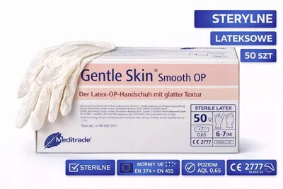 Zdjęcie produktu dla Rękawiczki Jednorazowe Meditrade Lateks Biały Rozmiar 9 50 Szt. Opakowanie Dane