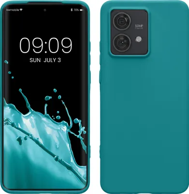 Produktbild von kwmobile Hülle kompatibel mit Motorola Edge 40 Neo Hülle - weiches TPU Silikon Case - Cover geeignet für kabelloses Laden - Petrol