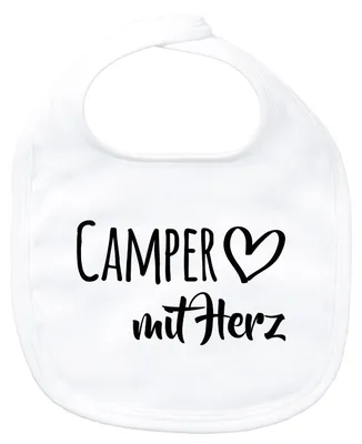 Produktbild von Huuraa Baby Lätzchen Camper mit Herz White Klettverschluss Baumwolle Latz Geschenkidee