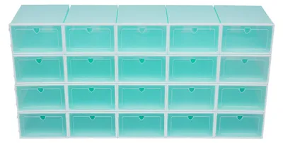 Image de Boîte de rangement pour chaussures, design empilable, visibilité claire, turquoise