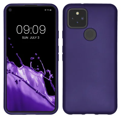 Produktbild von kwmobile Handyhülle für Google Pixel 5 Hülle - Silikon Case metallisch schimmernd - Schutzhülle Cover - Metallic Blauviolett
