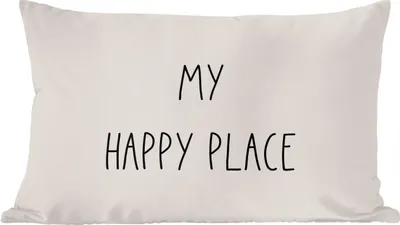 Produktbild von MuchoWow® Zierkissen Sofakissen Wohnzimmer Dekokissen 60x40 cm Text - Zitate - Mein glücklicher Ort - Glück - Kopfkissen - Polster mit Foto