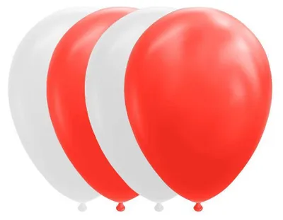 Produktbild von 10 Luftballons in Rot und Weiß 30cm