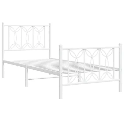 Produktbild von Bettgestell mit Kopf- und Fußteil Metall Weiß 80x200 cm