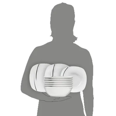 Produktbild von Porzellan Geschirrset Bilgola Black Lines, Kombiservice 24 teilig für 6 Personen