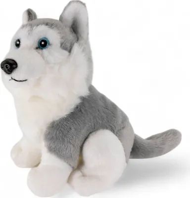 Obrázek produktu pro Carl Dick Husky, šedý, sedící, pes, cca 16 cm 1672002 Plyšová hračka, měkká hračka, plyšové zvířátko