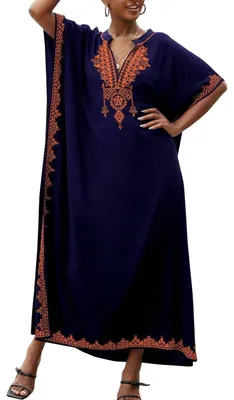 Image de Solidchoice - Robe longue tendance, manches courtes et décolleté en V