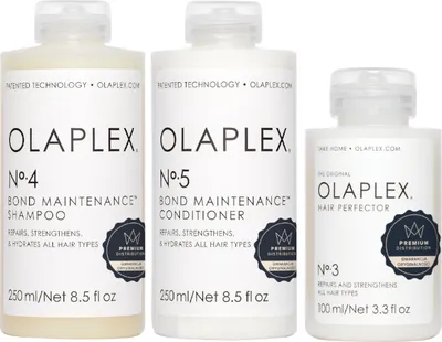 Obrázek produktu pro Olaplex No.3 Hair Perfector 100ml + No.4 Bond Maintenance Shampoo 250ml + No.5 Bond Maintenance Conditioner 250ml