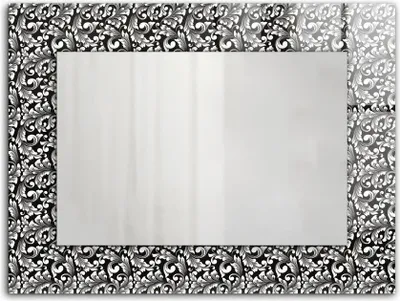 Zdjęcie produktu dla Czarno-białe ornamenty – Lustro Prostokątne z Printem 80x60 cm – Nowoczesne – Dekoracyjne Na Ścianę