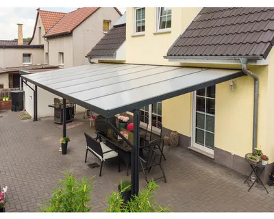Produktbild von Terrassenüberdachung gutta Premium Polycarbonat opal 812,5 x 406 cm anthrazit