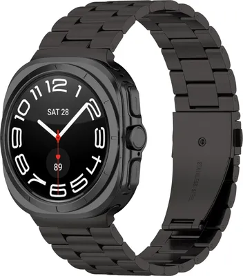 Produktbild von Strap-it Smartwatch-Armband aus Stahl mit Faltschließe - Metallarmband passend für die Samsung Galaxy Watch Ultra / Ultra 2025 47 mm (schwarz)