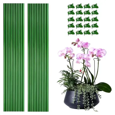 Produktbild von Pflanzenstützen Gartenstäbe | Pflanzhalter mit Clips für Topfpflanzen - Flexible Rankstäbe mit Befestigungsklemmen für Tomaten, Erdbeeren, Paprika, Orchideen und Pfingstrosen