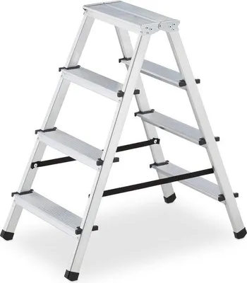 Produktbild von Famanu Aluminium Haushaltsleiter 4 Stufen - Silber