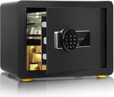 Image de Coffre-fort électronique 31,5 L avec clavier numérique et clé 40 x 30 x 31 cm Noir