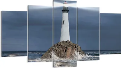 Produktbild von Bild auf Leinwand - Leinwandbild - Leuchtturm Meer - 160x85cm - Wand Bild - Wanddeko - Wandbilder - Leinwanddruck - Bilder - Kunstdruck - Wanddekoration - Leinwand bilder - Wandkunst - EA160x85-3550