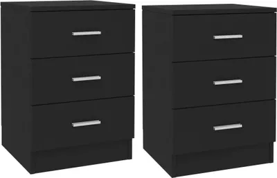 Produktbild von Nachttisch 2er-Set Holzwerkstoff Schwarz 38x35x56 cm