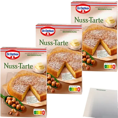 Produktbild von Dr. Oetker Backmischung für Nuss-Tarte 3er Pack (3x380g Packung) + usy Block