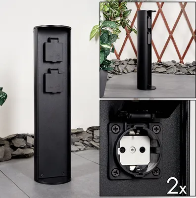 Produktbild von Pioppi »Pioppi« Steckdosensäule zylindrische Säule aus Metall in schwarz