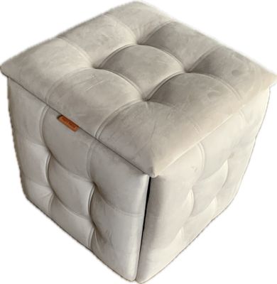 Aspro Furniture, 5-in-1 Pouf, foldable cube, 5 separate stools, Smart Cube, furniture for small apartments, white velour