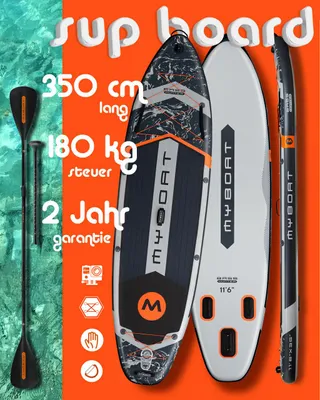 Produktbild von Ultraleichtes & stabiles Yoga Sup 350cm für 1 oder 2 Personen von MyBoat — Bass Hunter Stand Up Paddle Board inkl. 1 zusätzliches Paddelblatt/Rucksack