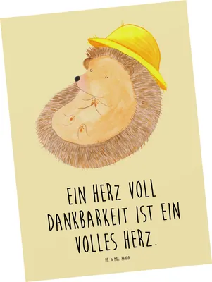 Produktbild von Mr. & Mrs. Panda Postkarte Herz Dankbarkeit Erntedankfest - Gelb Pastell - Geschenk, Freude, Herbst, unvergessliche Momente, kunstkarte, Fotokarte, Ansichtskarte, Liebe