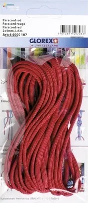 Produktbild von Paracord Nylon Kernmantel-Seil, dünn, rot, 2x4 mm 5 m, hoch reissfest, leicht, zum Knüpfen