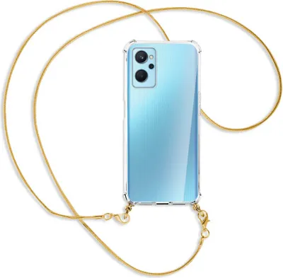 Produktbild von Handykette Backcover-Schutzhülle mit Band (Metall goldfarben) für Realme 9i - goldfarbene Kette Snake