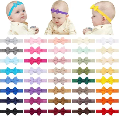 Immagine prodotto di 40 fasce per capelli per bambine - Fiocchetti per capelli - Cerchietti per capelli - Fasce per capelli per bambini - Neonati - Accessori per capelli per bambini - Stile B