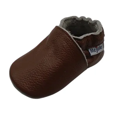 Obrázek produktu pro Mejale Dětské kožené boty batole kojenec batole měkké podrážky mokasíny boty chlapci dívky Pre-Walker hnědá, velikost 24