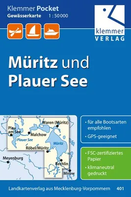 Obrázok produktu pre Klemmer Pocket Waterway Map Müritz a jazero Plau 1:50 000