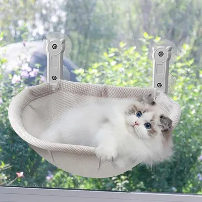 Produktbild von Famanu Katzenhängematte für Fenster - 45 x 36 cm - robust - für Katzen bis 40 kg - mit wendbarem Bezug