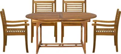Produktbild von Möbilia 5-tlg. Garten-Sitzgruppe | 1 Tisch, 4 Armlehnstühle | Akazie-Holz natur | 31020017 | Serie GARTEN