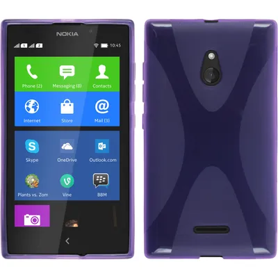 Produktbild von PhoneNatic Case kompatibel mit  Nokia XL - lila Silikon Hülle X-Style + 2 Schutzfolien