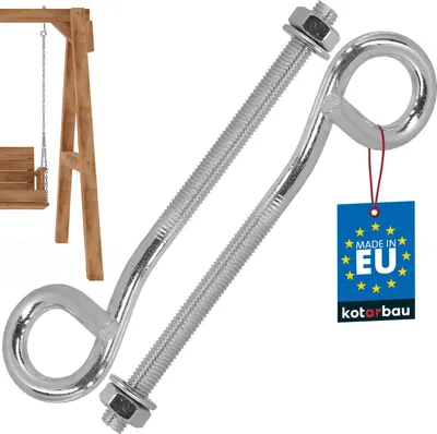Produktbild von KOTARBAU® 2er Set Schaukelhaken Schraubhaken M10 170 mm Verzinkter Stahl Deckenhaken Haken zum Schrauben Schwerlasthaken Schaukel Haken
